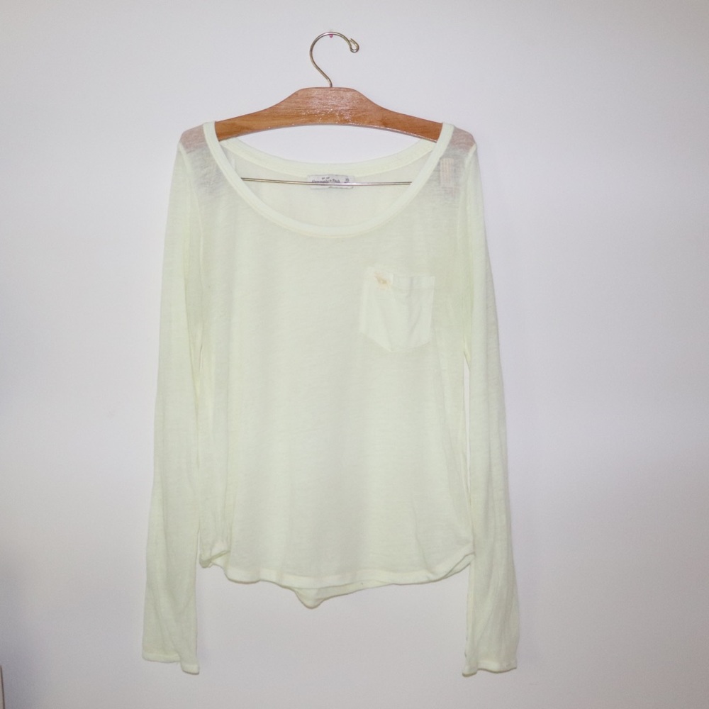 Sheer Yellow A&F Longs Sleeve Tee
